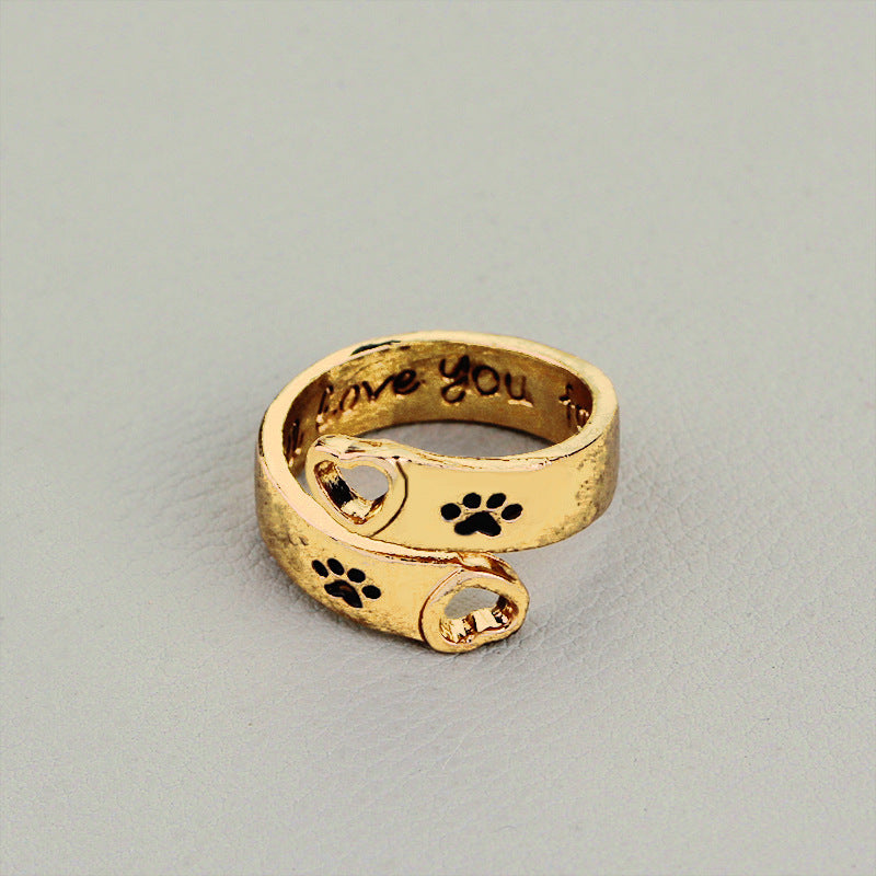 Love dog paw hollow ring
