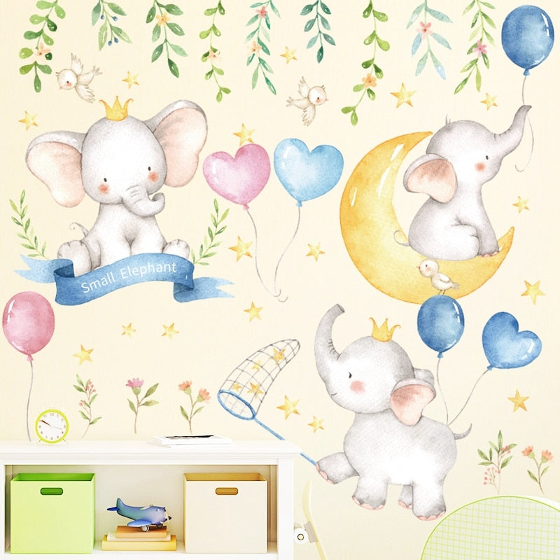 Baby Elephant Animal Kids Room Cartoon Wall Sticker