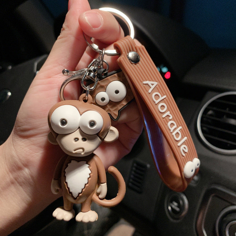 new ugly cute big eye bull keychain cute elephant key chain silicone cartoon animal keyring bag pendant pendant
