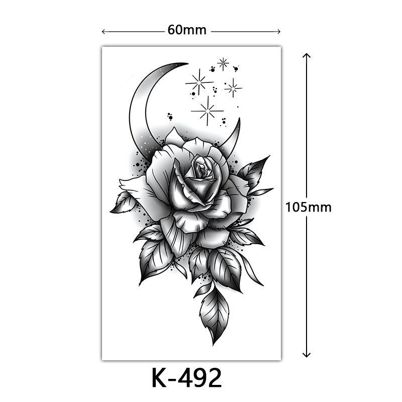 English Letter Flower Butterfly Sketch Line Waterproof Tattoo Sticker