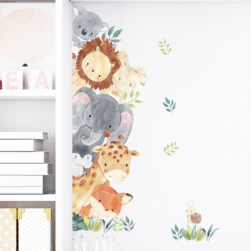 Cartoon Cute Animal Elephant Giraffe Wall Sticker