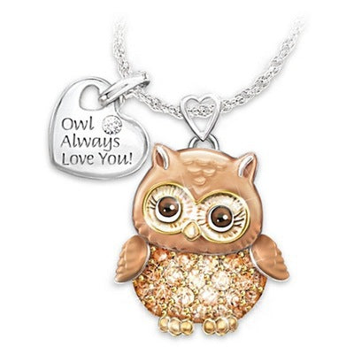 Two-tone owl bee necklace earring set