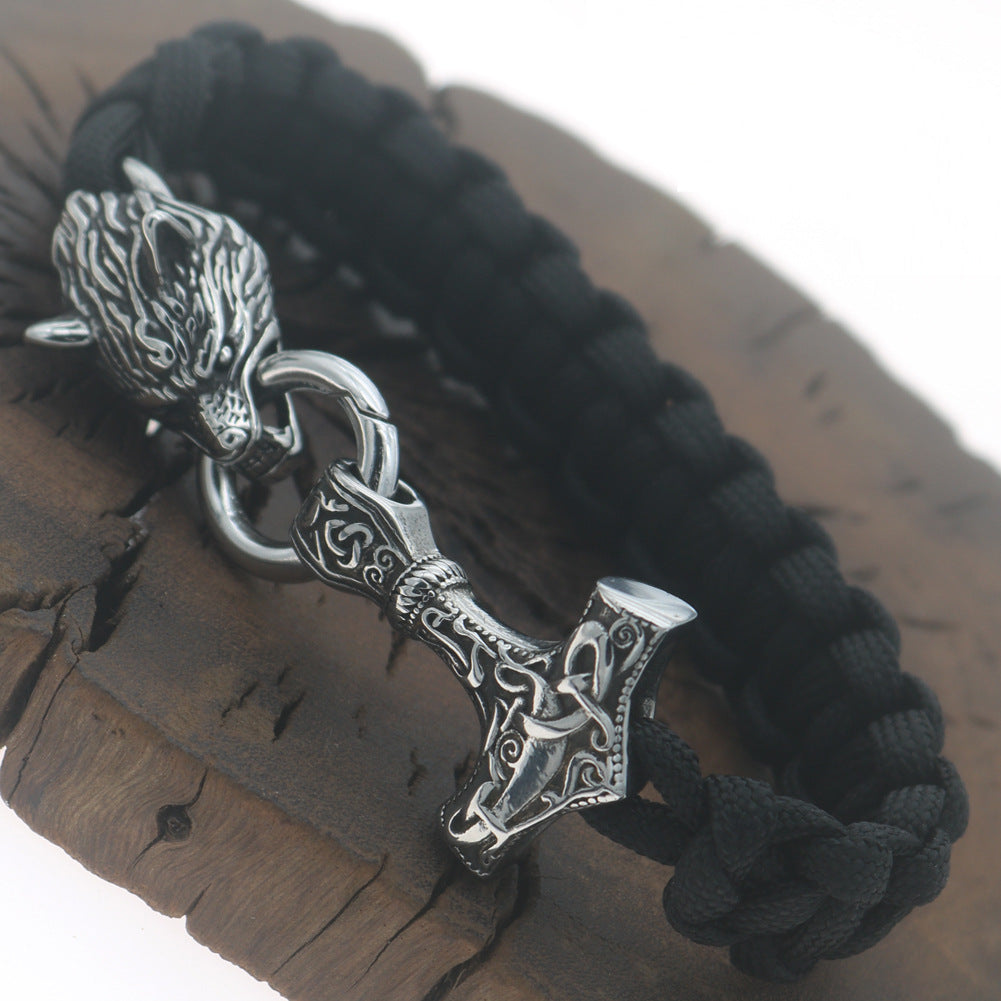 Male Nordic Rune Stainless Steel Pendant Bracelet