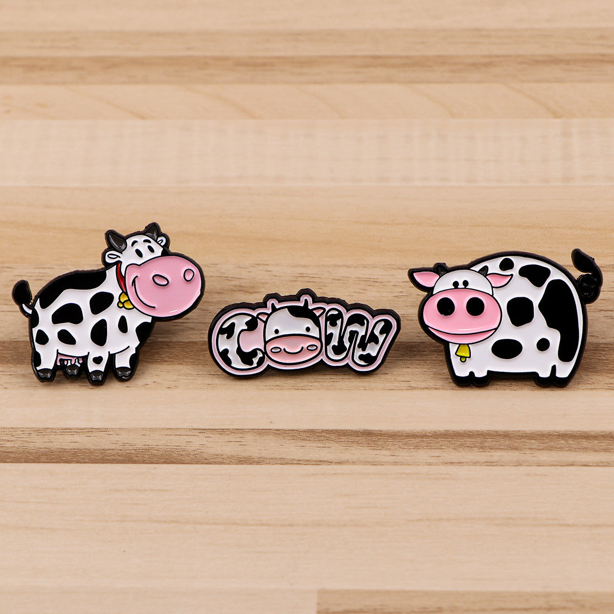 Cartoon Cute Black And White Cow Animal Brooch