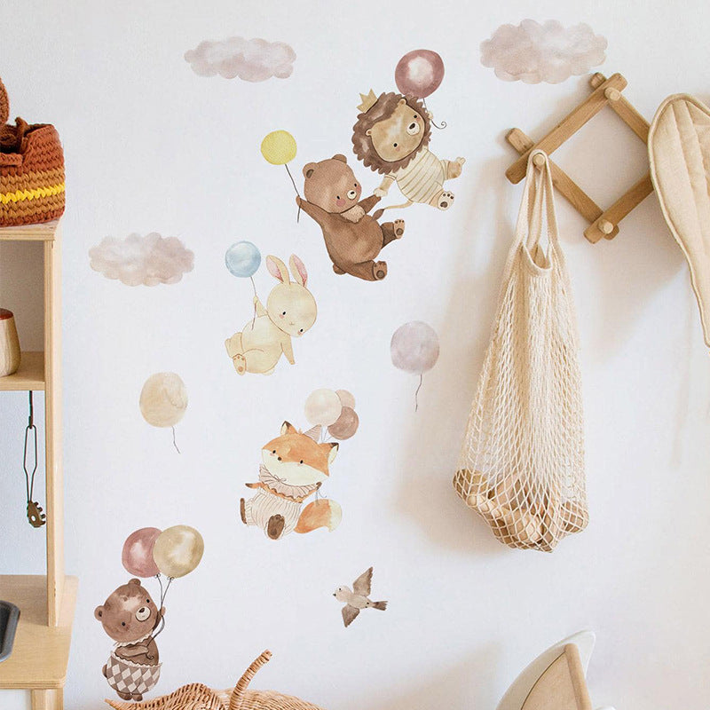 Cartoon Small Animal Balloon Cloud Children's Room Decorative Wall Sticker