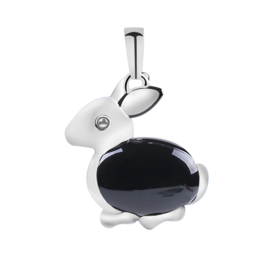 Crystal Jewelry Rabbit Natural Stone Pendant Necklace