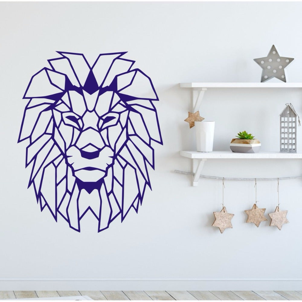 Geometric Design Animal Lion Head Wall Sticker For Home Decoration