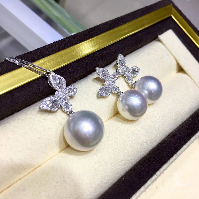Butterfly Pearl Jewelry Suit Refined Zircon