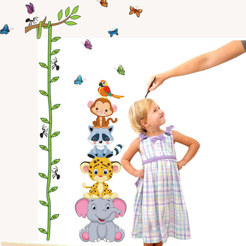 Animal Cute Height Measurement Wall Sticker Kindergarten Children's Room Background Wall Decoration Wall Stickers Creative Self-adhesive