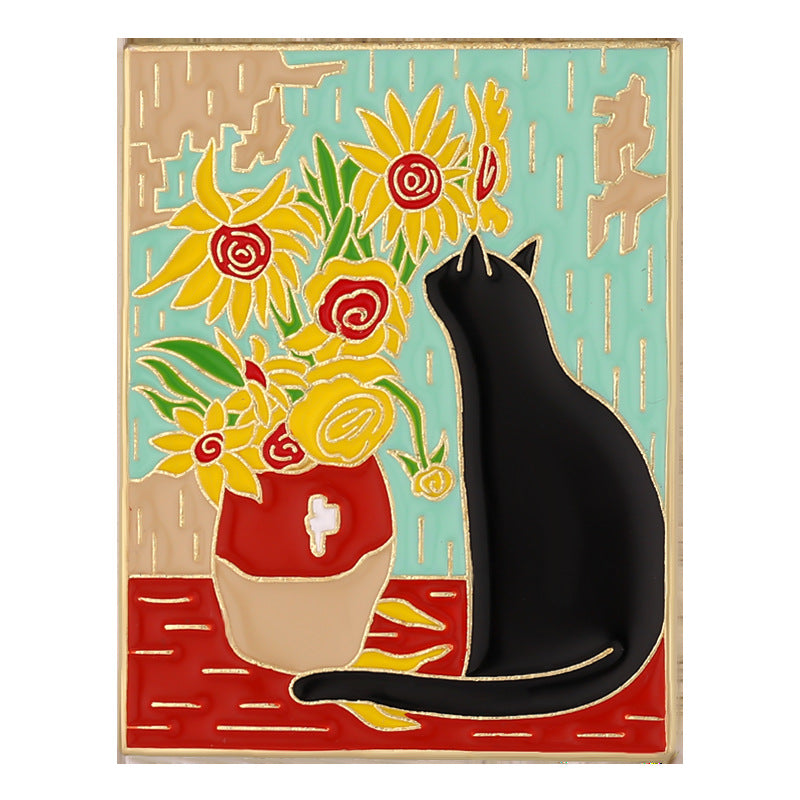 Creative Oil Painting Series Alloy Brooch Clothes And Bags Decorations