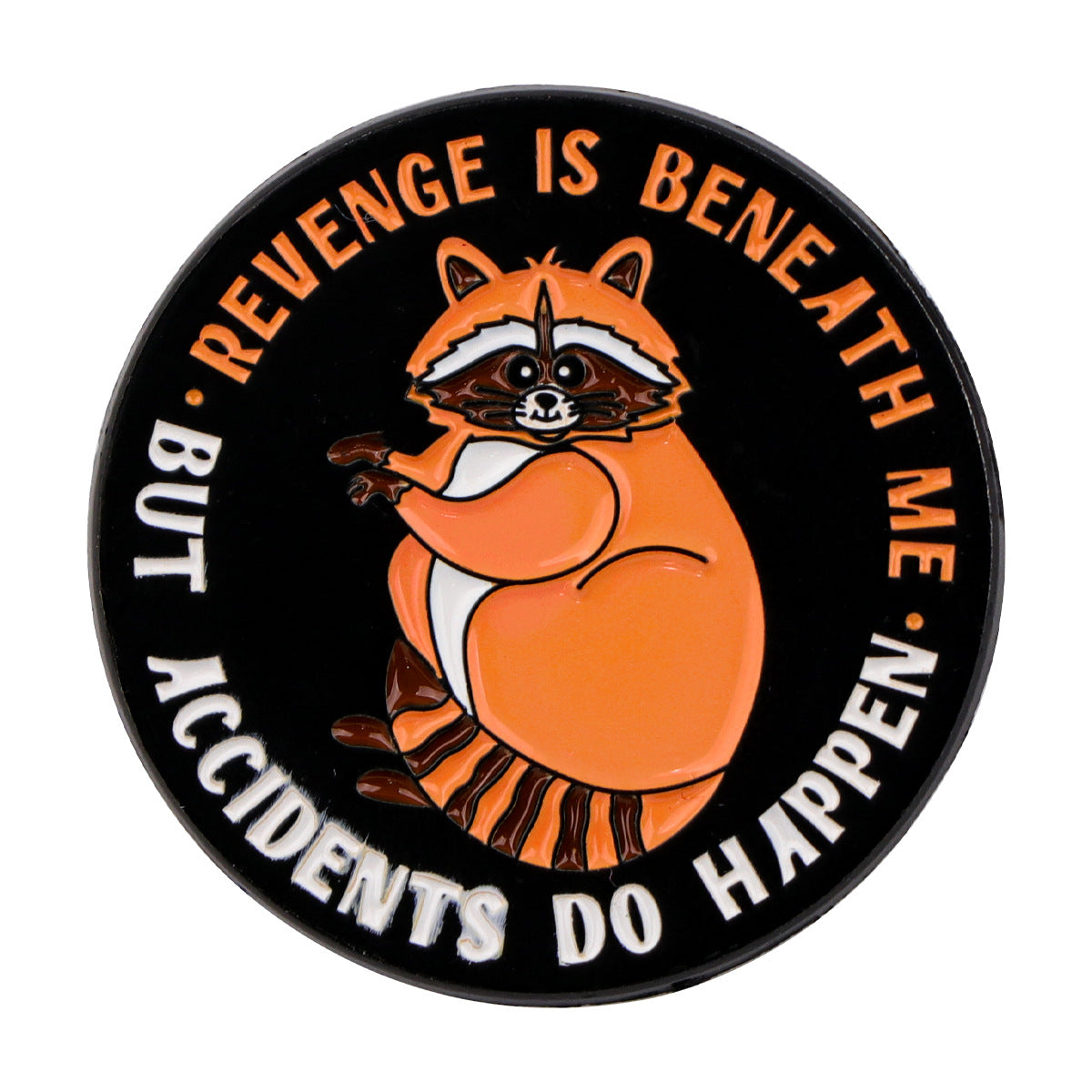 Cartoon Raccoon Brooch Golden M Badge