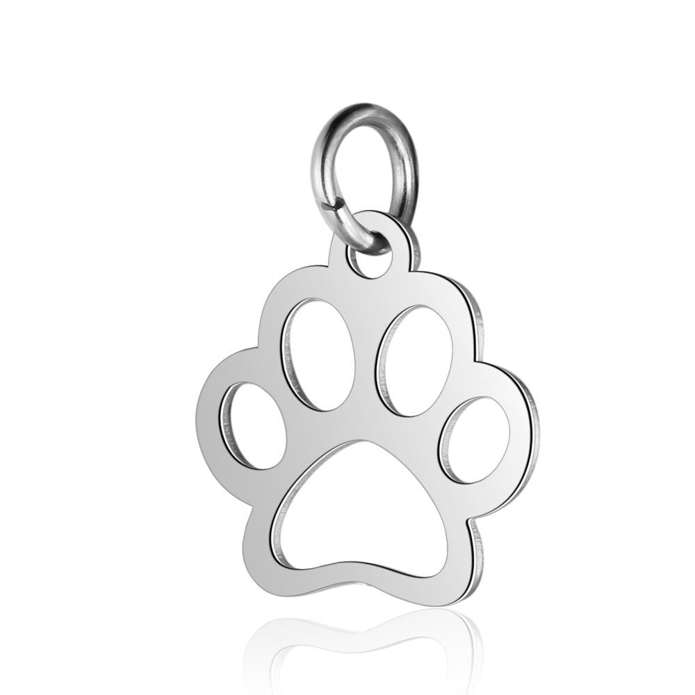 Titanium Steel Polished Laser Cut Animal Dog Paw Jewelry Diy Pendant