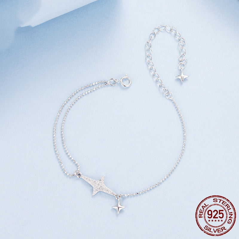 S925 Sterling Silver White Gold Plated Star Bracelet