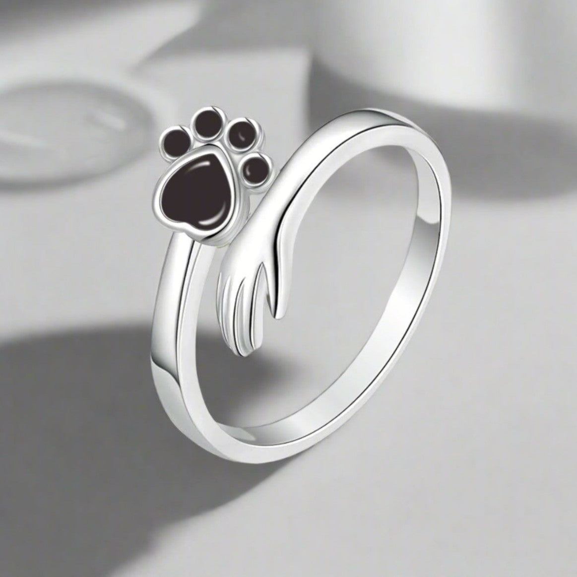 Cute Animal Cat's Paw Footprints Zircon Ring