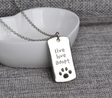 European and American jewelry fashion pet necklace live love Adopt hollow dog claw pendant