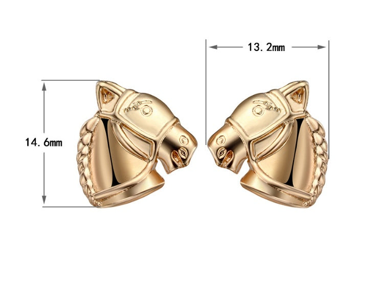 Mini horse head alloy earrings