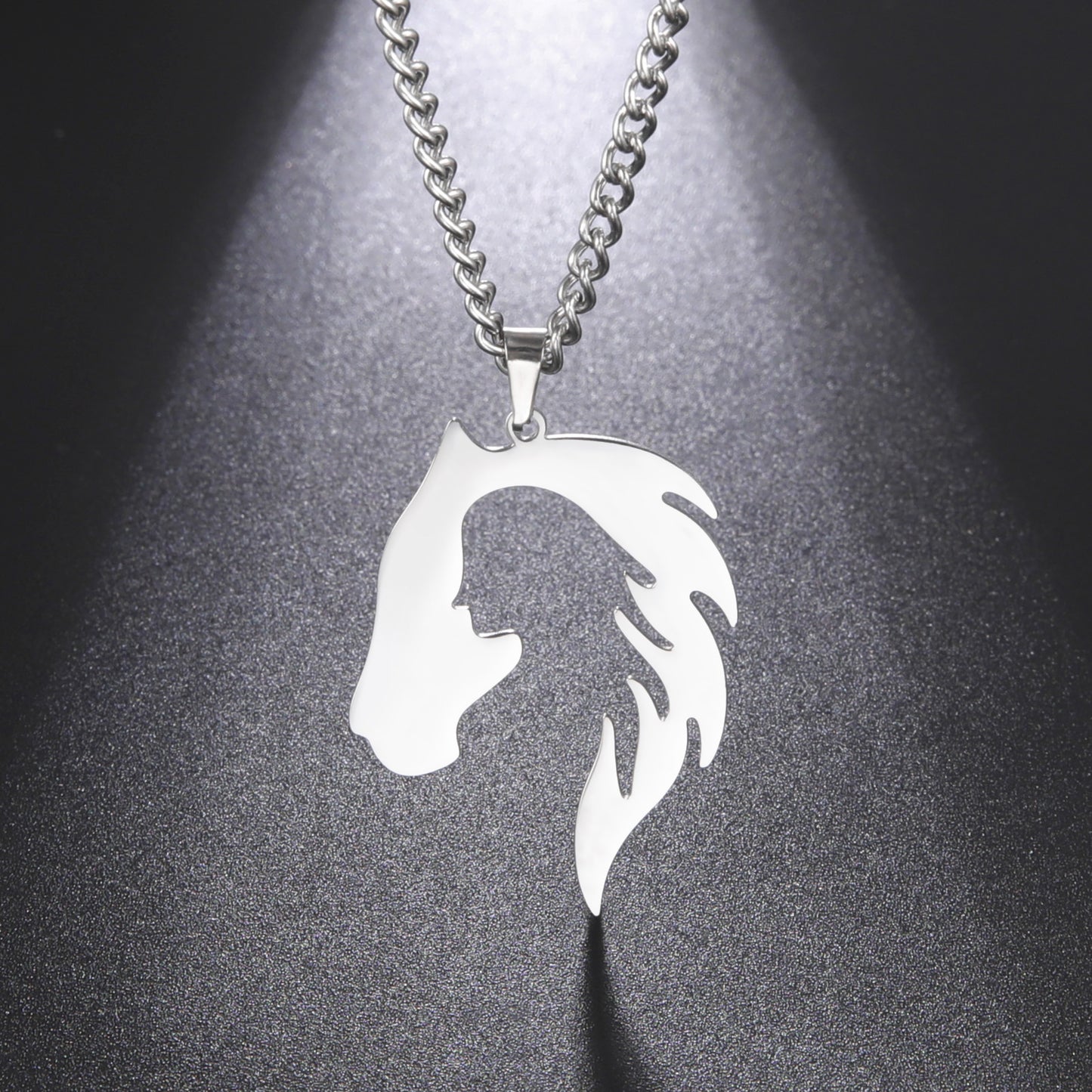 Hollow Horse Head Silhouette Stainless Steel Pendant Necklace
