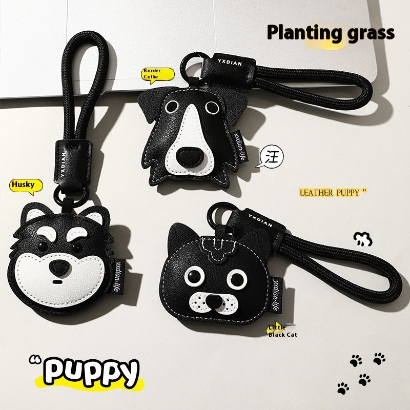 Cute Leather Puppy Kitten Simple Cartoon Car Keychain Pendant