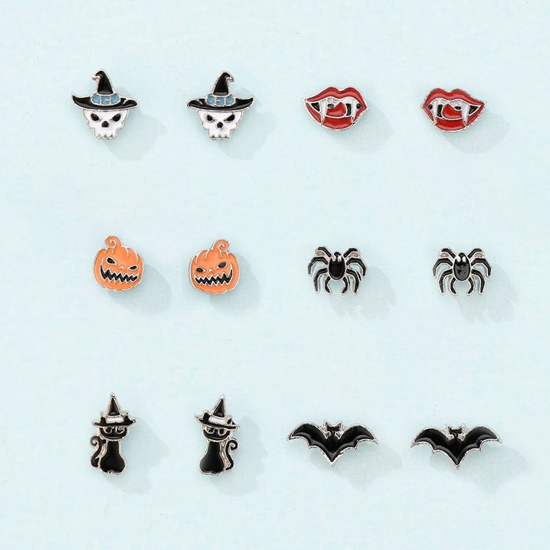 Girly Fashion Skull Head Funny Animal Earring Set