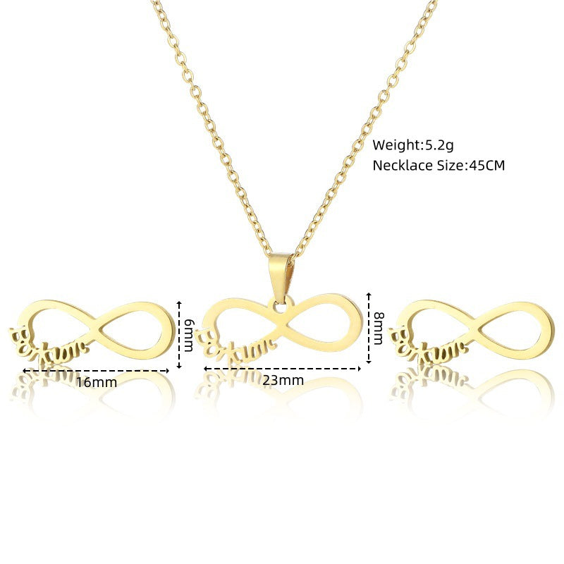 European And American New Dragonfly Pendant Stainless Steel Necklace And Earring Suit