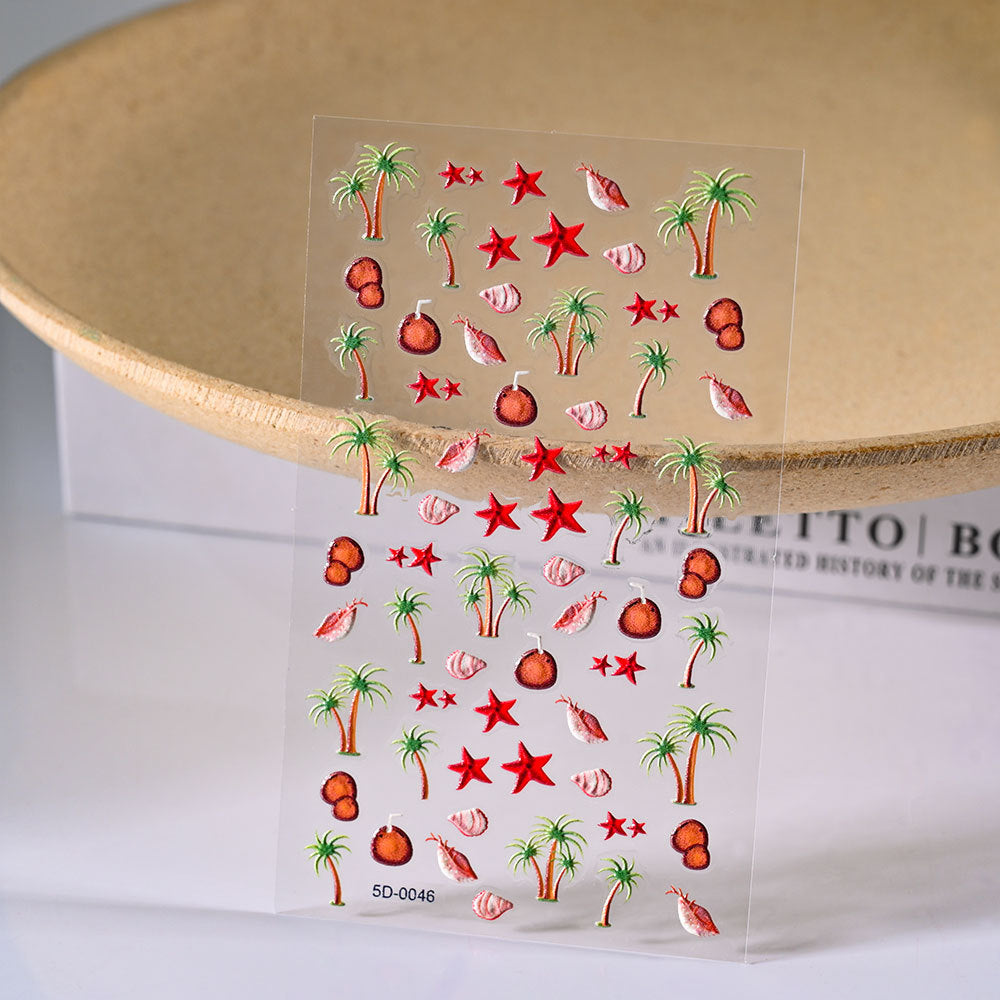 3D Ocean Wind 5D Relief Nail Sticker