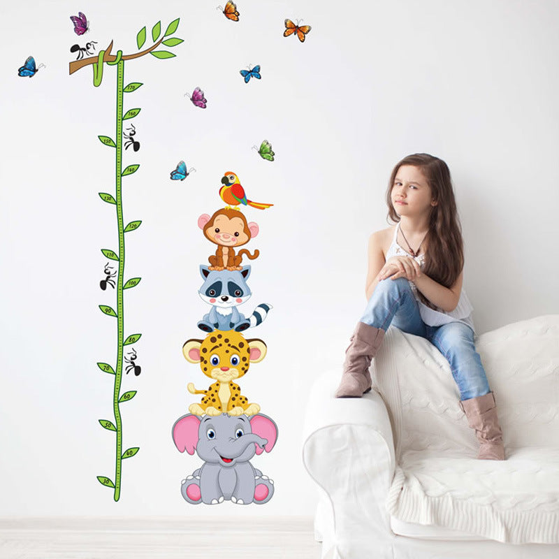 Animal Cute Height Measurement Wall Sticker Kindergarten Children's Room Background Wall Decoration Wall Stickers Creative Self-adhesive