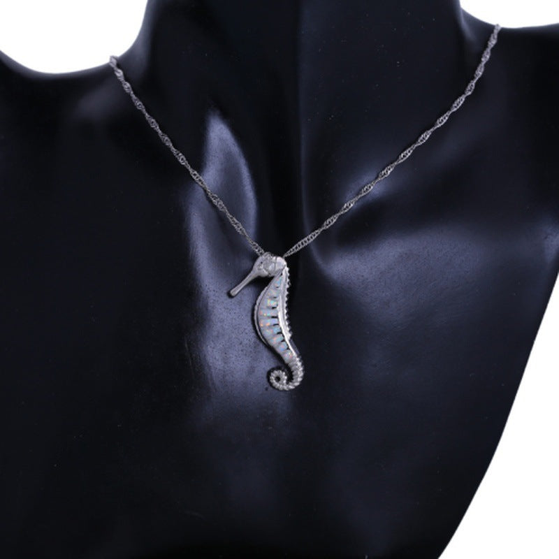 Seahorse Opal Necklace Pendant European And American Fashion Jewelry