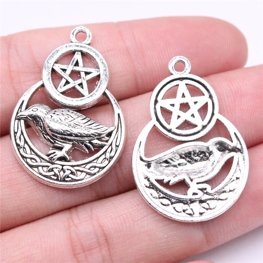 Women's Creative Hip Hop Rock Pentagram Crow Shape Pendant Jewelry Accessories