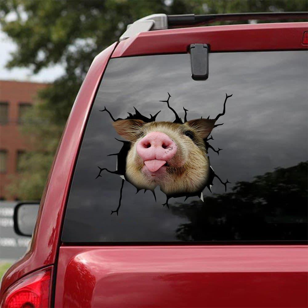 Piggy Sticker Creative Broken Hole Window Static Sticker