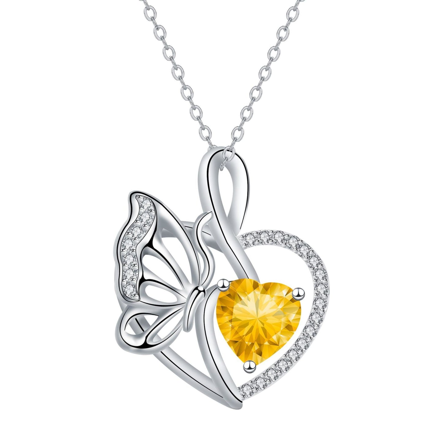 Love Butterfly Inlaid Jewelry High Sense Stylish Elegant Necklace Women