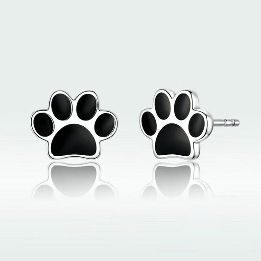 Sterling silver cute paw print earrings