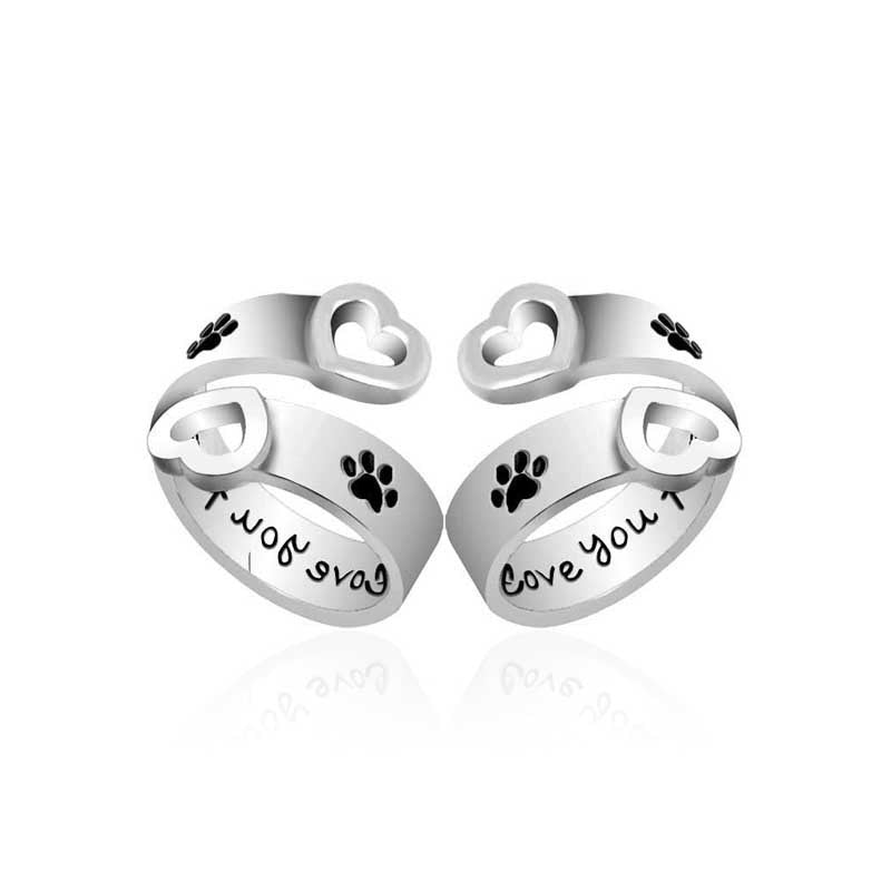 Love dog paw hollow ring