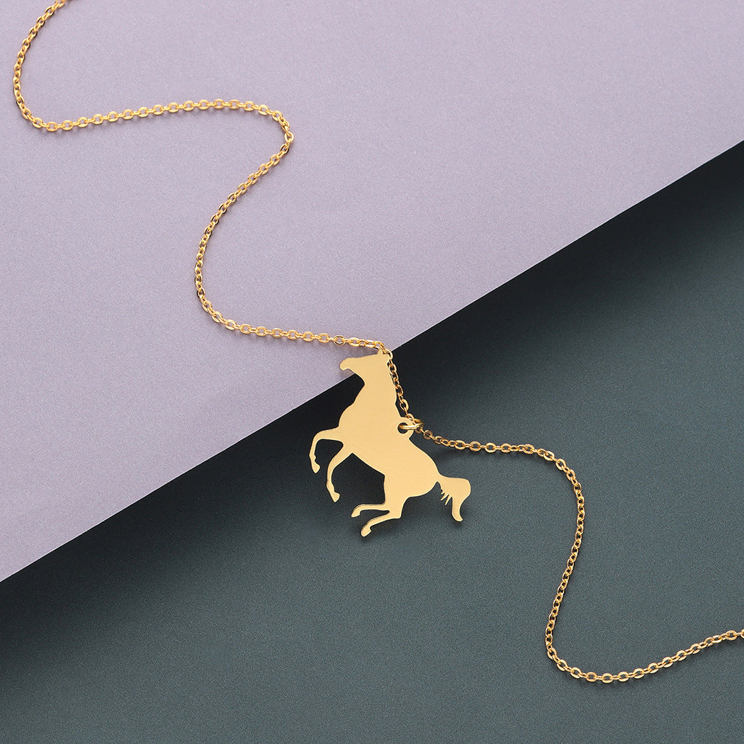 Animal stainless steel horse zodiac pendant necklace