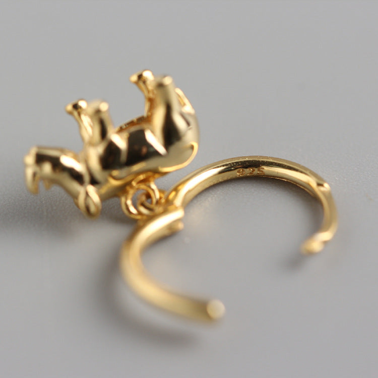 S925 Silver Geometric Animal Stereo Rhinoceros Earrings