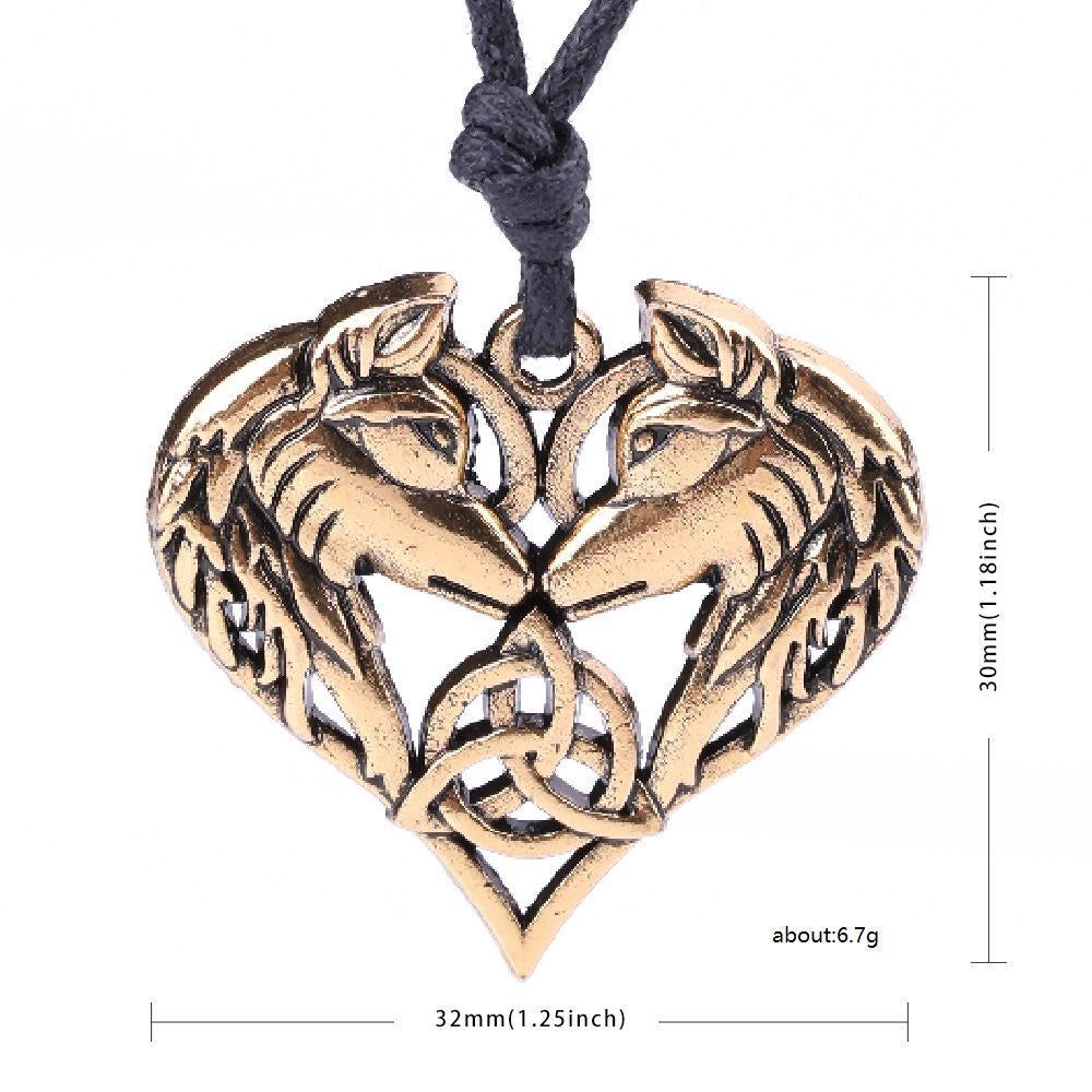 Horse pendant I love you peach heart necklace