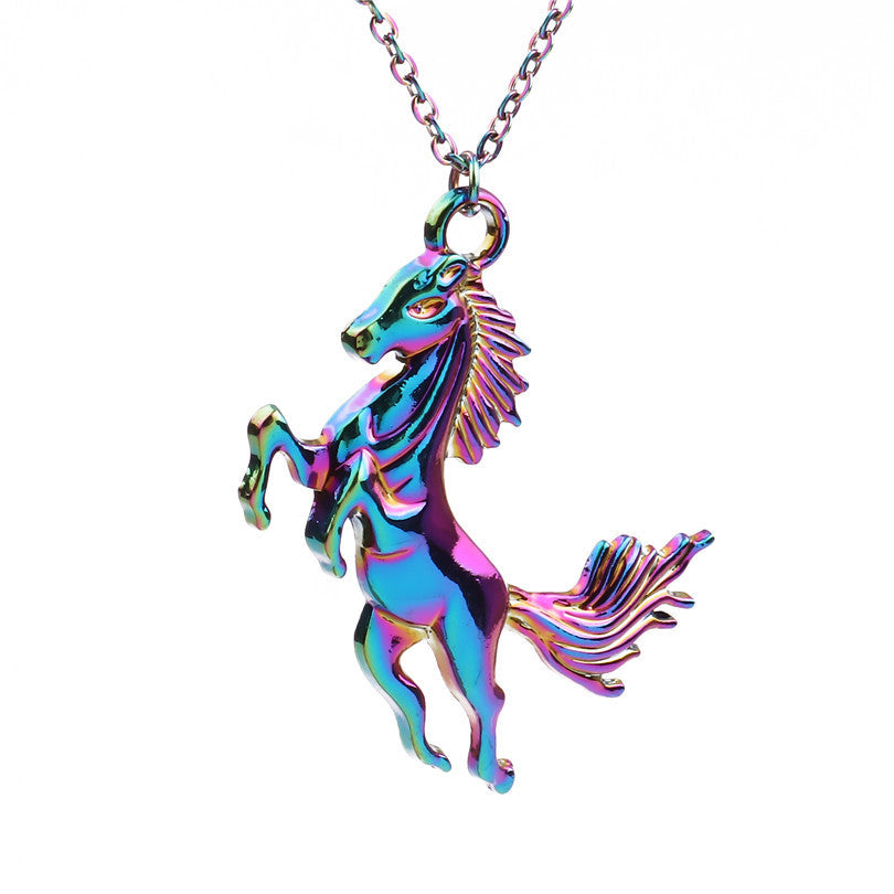Galloping Horse Pendant Necklace Sweater Chain
