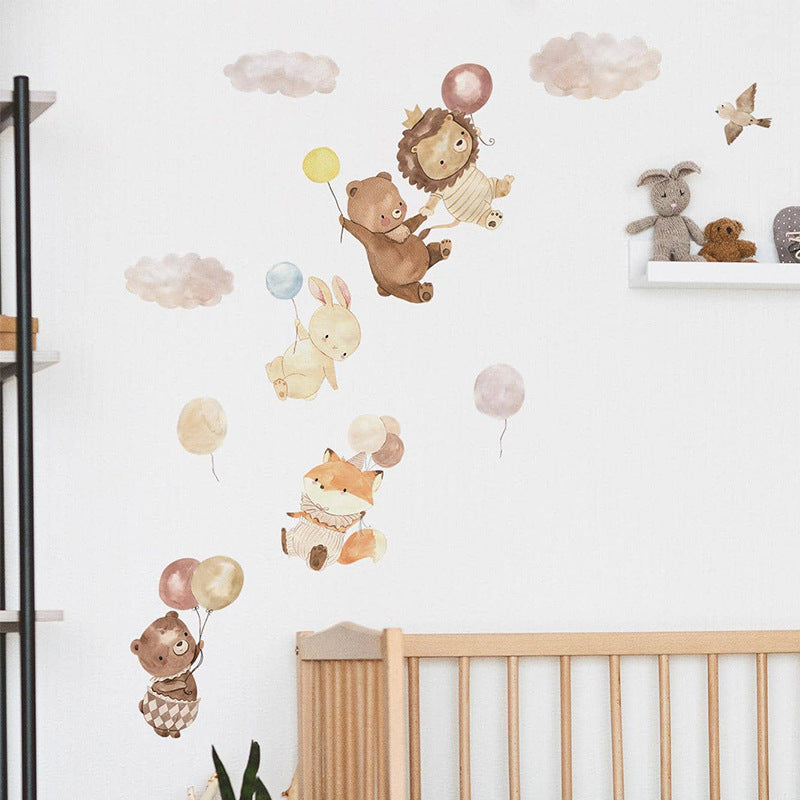 Cartoon Small Animal Balloon Cloud Children's Room Decorative Wall Sticker