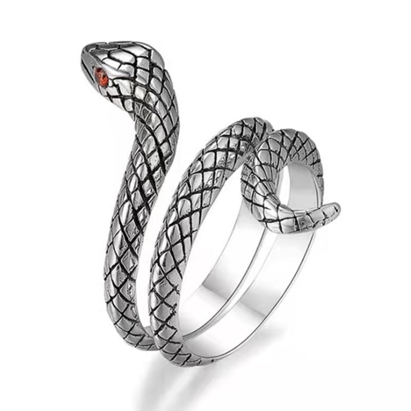 Animal Spirit Snake European And American Retro Punk Exaggerated And Personalized Men And Women Winding Snake Animal Opening Ring