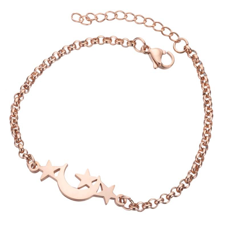 Ladies Stainless Steel Simple Elephant Moon Star Peach Heart Piercing Jewelry