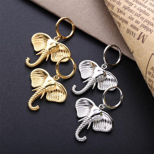 S925 Sterling Silver Cute Elephant Animal Earrings
