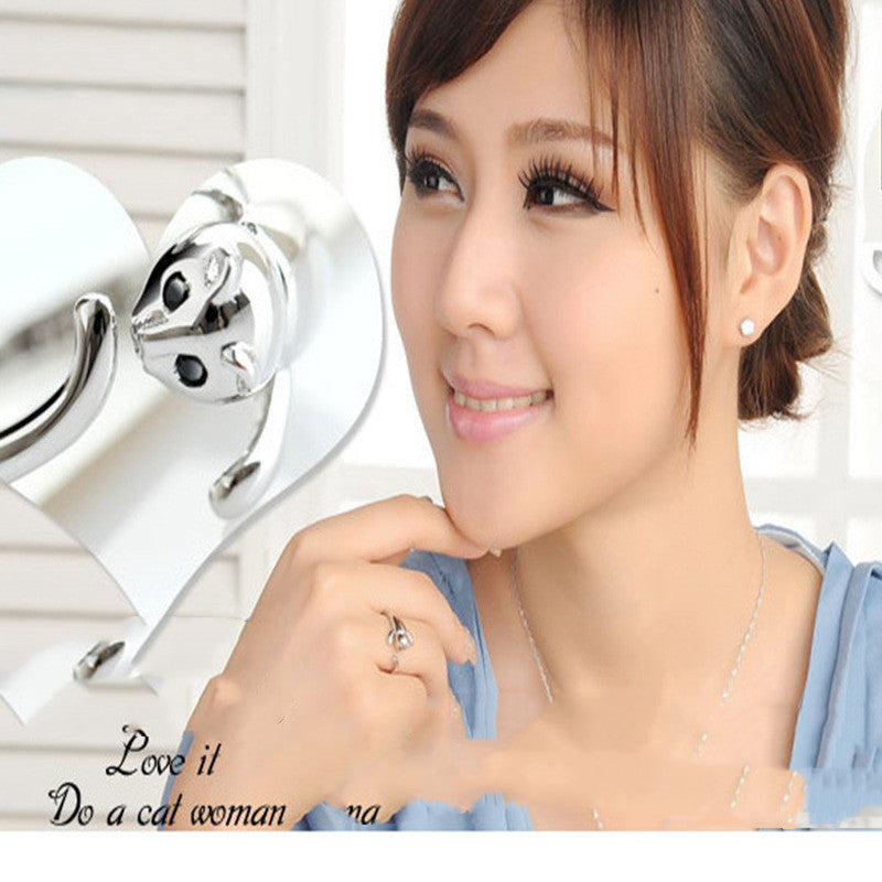 S925 Sterling Silver Ring Cat Couple Ring Female Tail Ring