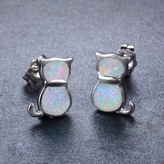 Women's Fashion Statement Cat Stud Earrings