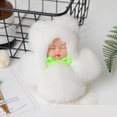 Rex Rabbit Fur Plush Sleep Doll Keychain