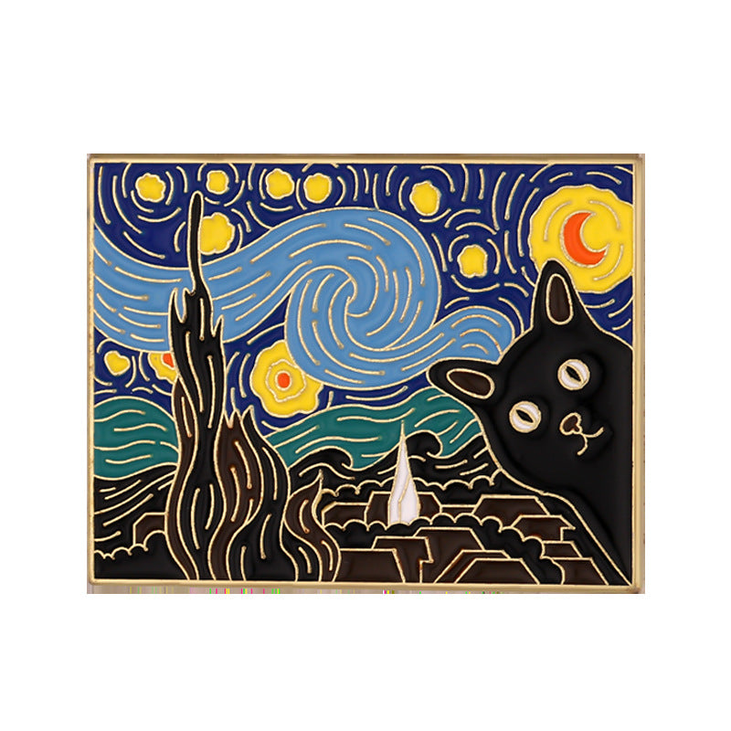 Creative Oil Painting Series Alloy Brooch Clothes And Bags Decorations