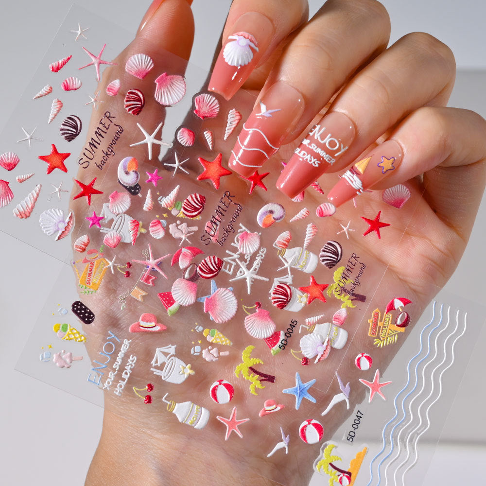 3D Ocean Wind 5D Relief Nail Sticker