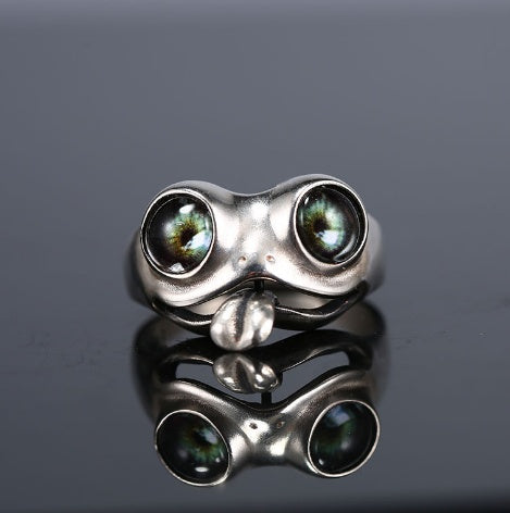 Alloy Big Eyed Frog Adjustable Animal Ring