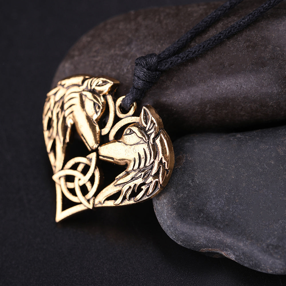 Horse pendant I love you peach heart necklace