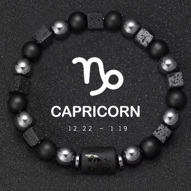 Twelve Zodiac Bracelet Couples Volcanic Stone Handmade Beaded Bracelet Accessory