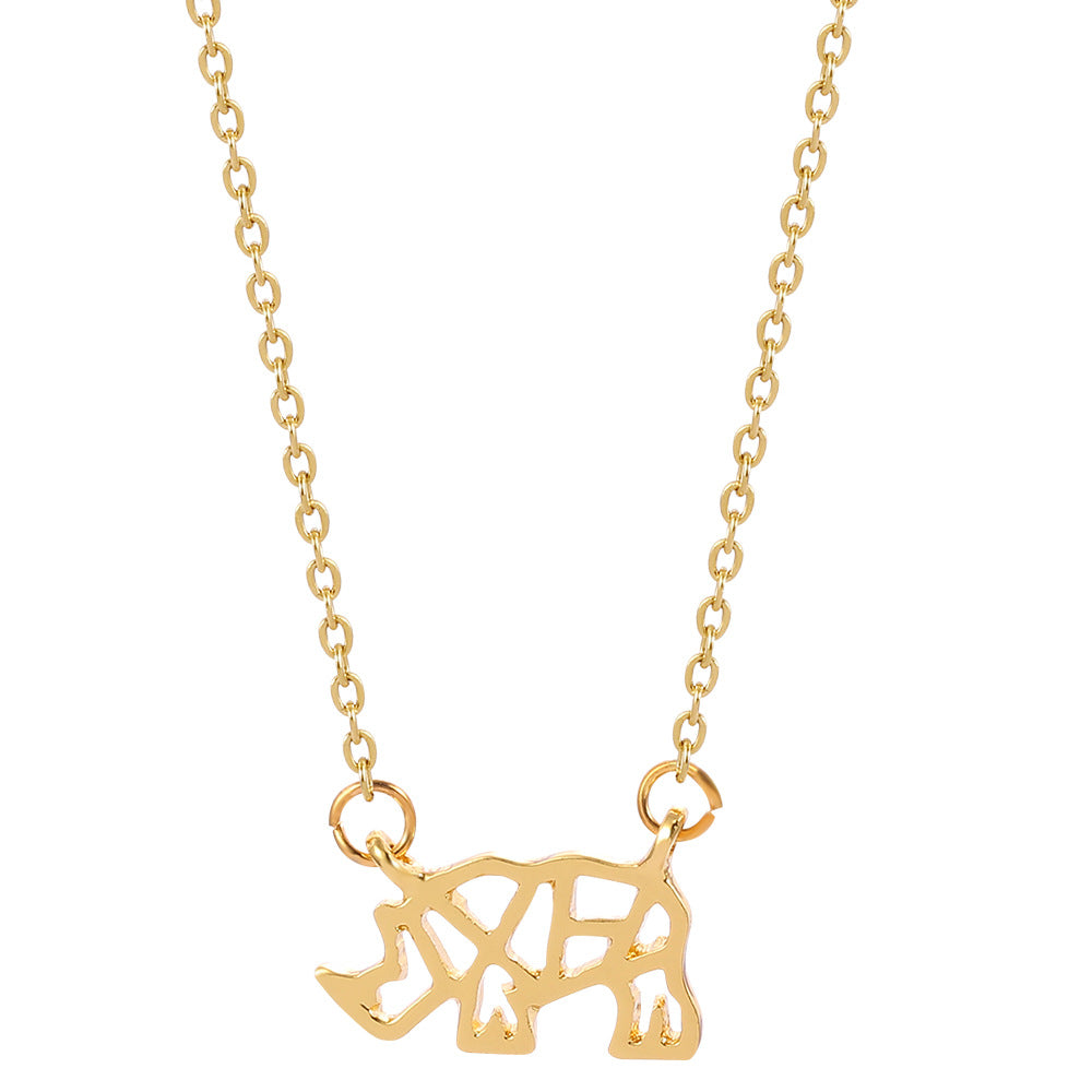 Animal Necklace Rhino Pendant Personality Wild Necklace