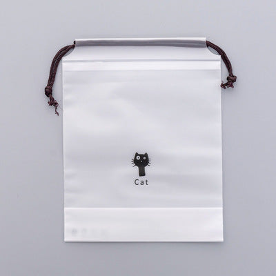 Cartoon black cat drawstring storage bag